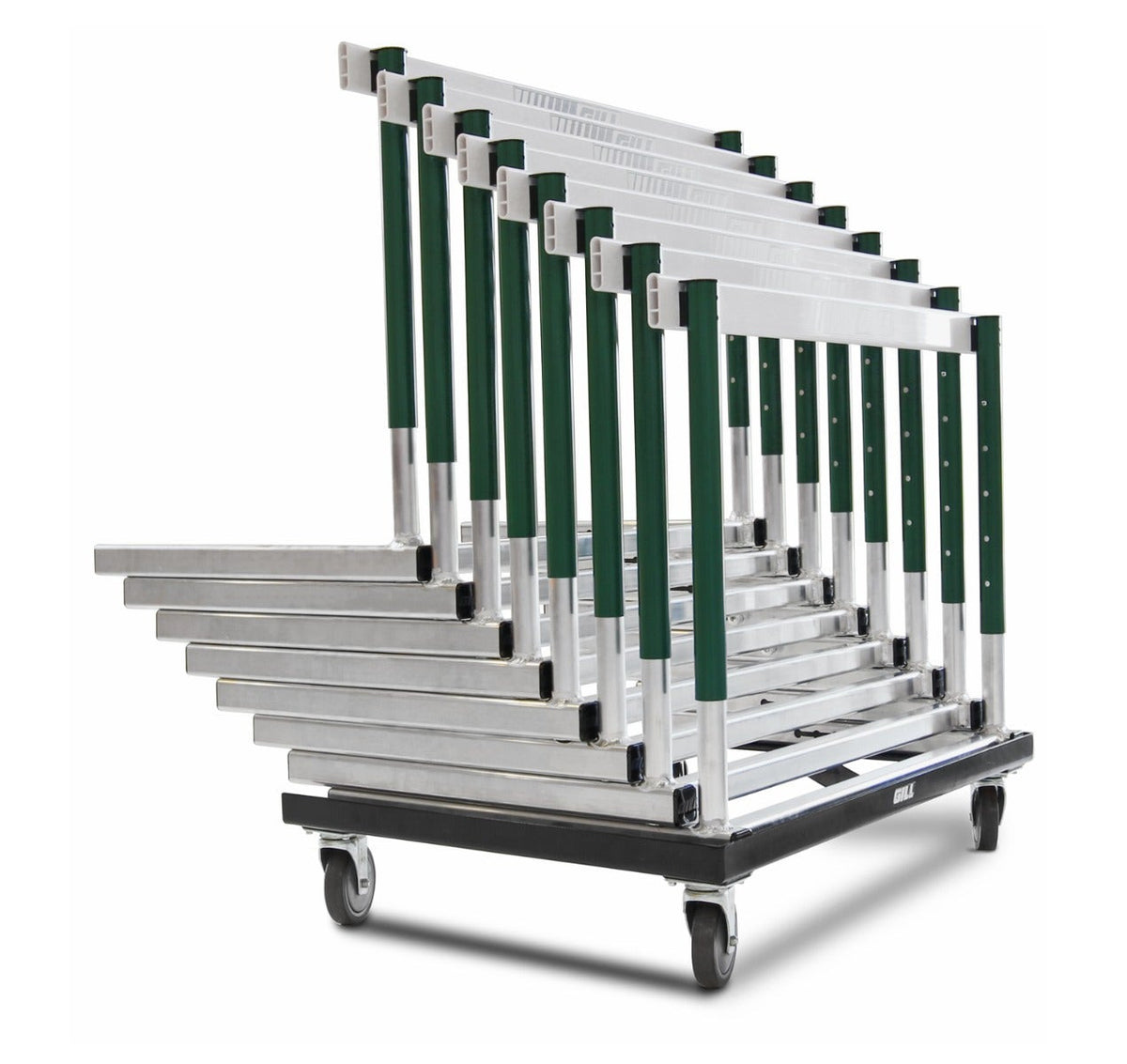 Gill flight hurdle cart loaded with hurdles