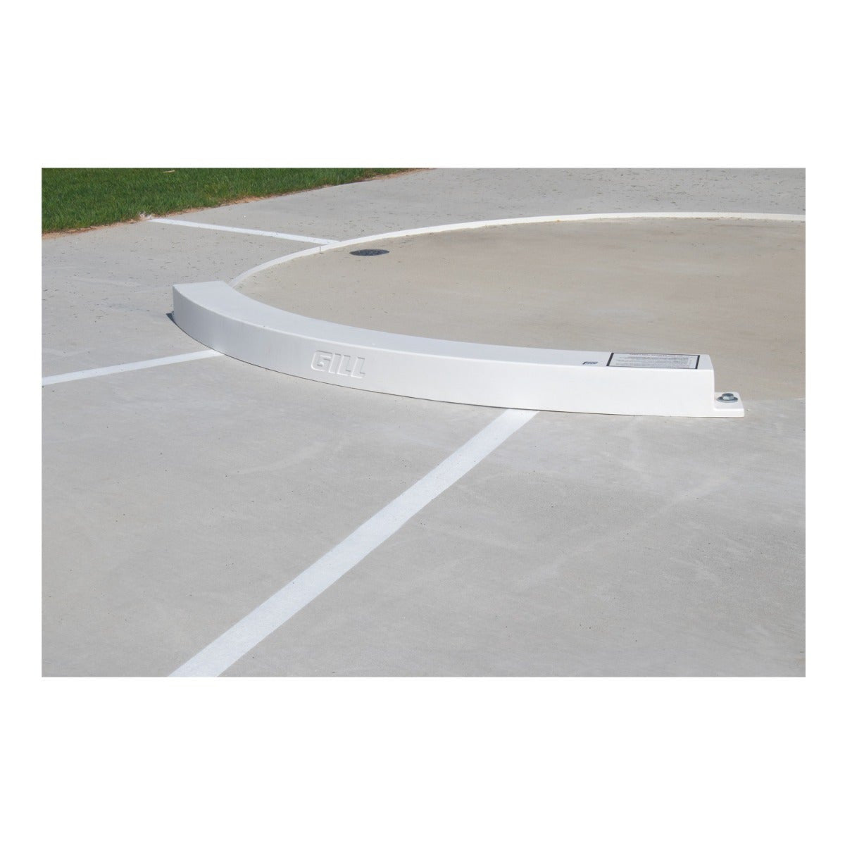 Gill aluminum shot put toeboard for depressed pad, side view