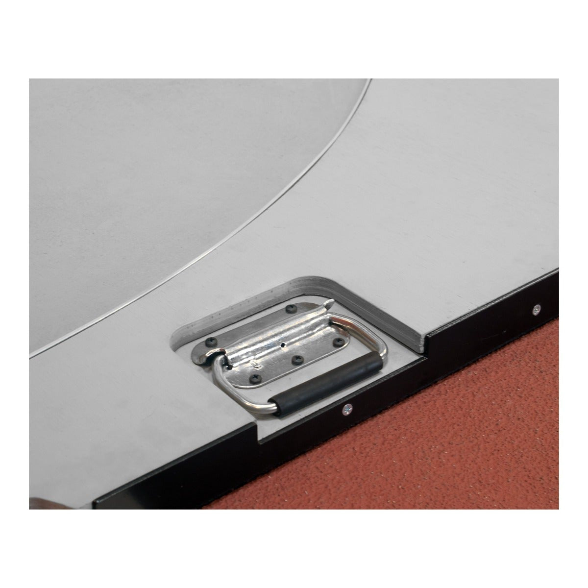 Spring loaded handle on the Gill portable indoor throwing platform